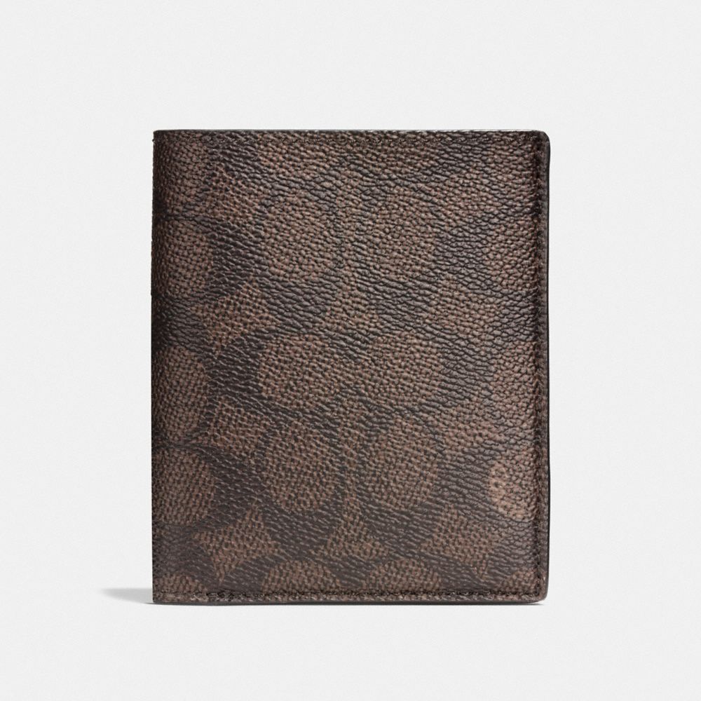 COACH SLIM COIN WALLET IN SIGNATURE CANVAS - MAHOGANY - F59283