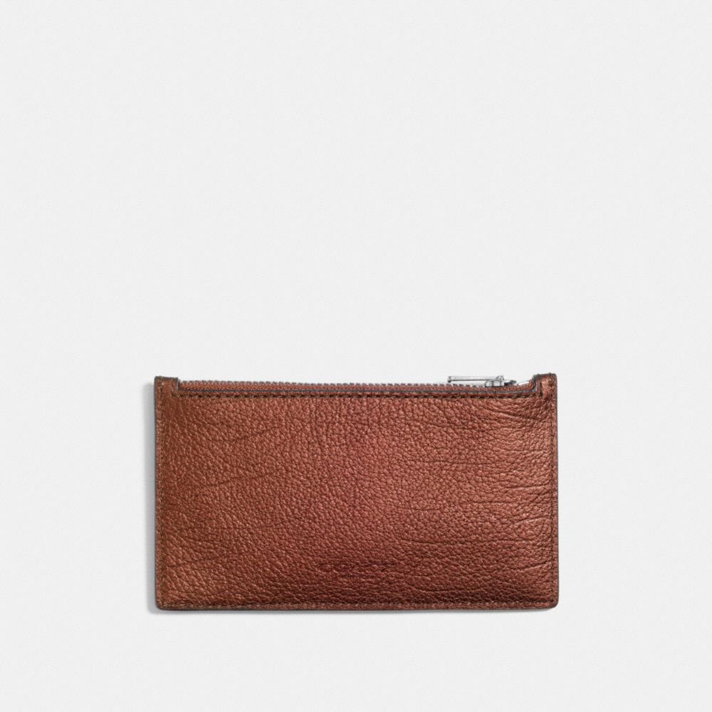 ZIP CARD CASE - COACH F59287 - RUST METALLIC