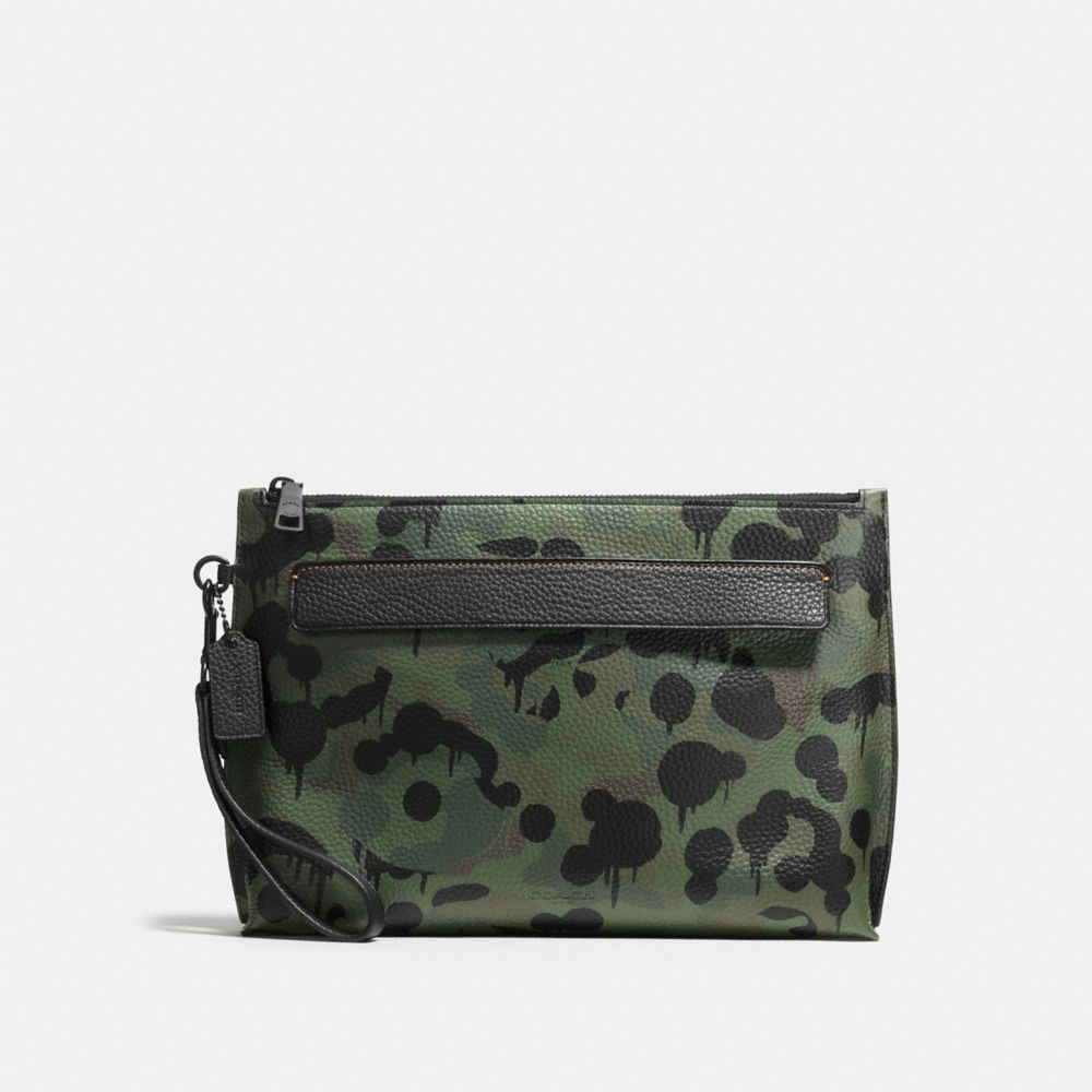 COACH F59293 Pouch With Wild Beast Print MILITARY WILD BEAST