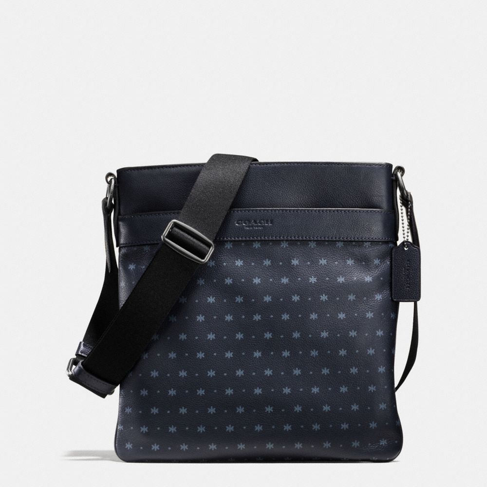 COACH f59307 CHARLES CROSSBODY IN STAR DOT PRINT LEATHER MIDNIGHT NAVY/BLUE STAR DOT