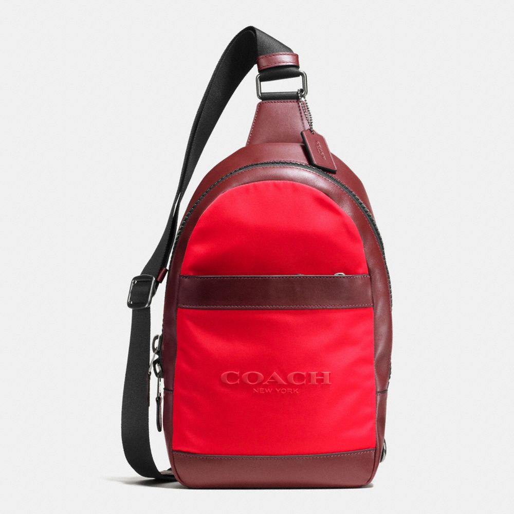 COACH F59320 - CHARLES PACK IN NYLON BRICK RED/BRIGHT RED