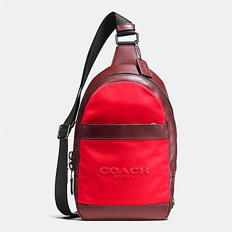 COACH f59320 CHARLES PACK IN NYLON BRICK RED/BRIGHT RED