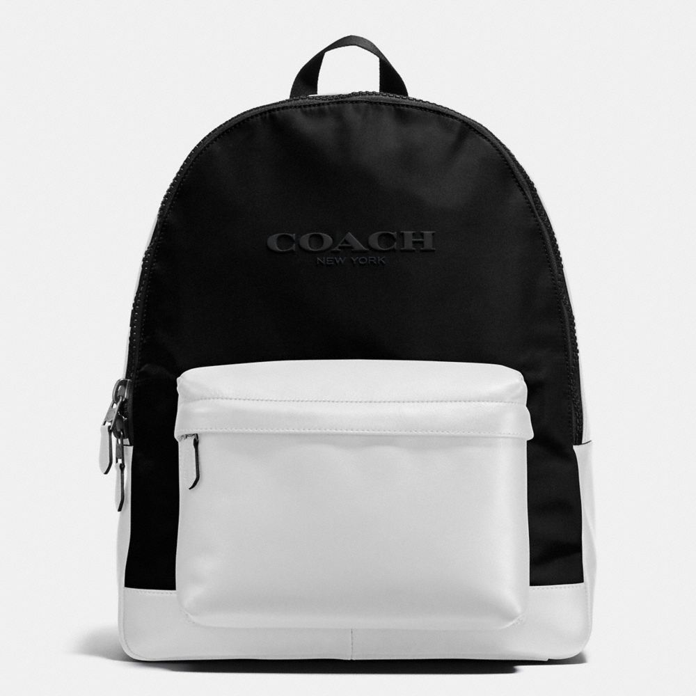 COACH f59321 CHARLES BACKPACK IN NYLON CHALK/BLACK