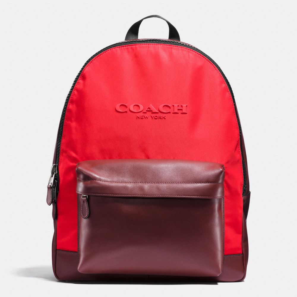COACH F59321 - CHARLES BACKPACK IN NYLON BRICK RED/BRIGHT RED