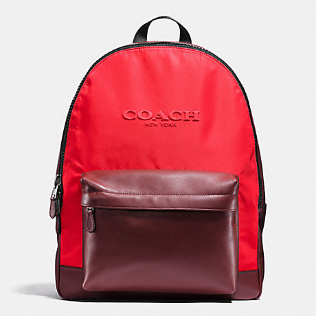 COACH F59321 CHARLES BACKPACK IN NYLON BRICK-RED/BRIGHT-RED