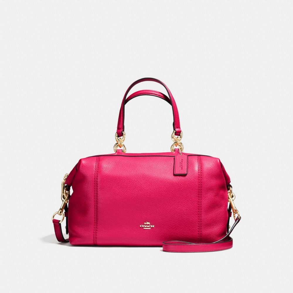 COACH LENOX SATCHEL IN PEBBLE LEATHER - IMITATION GOLD/BRIGHT PINK - f59325