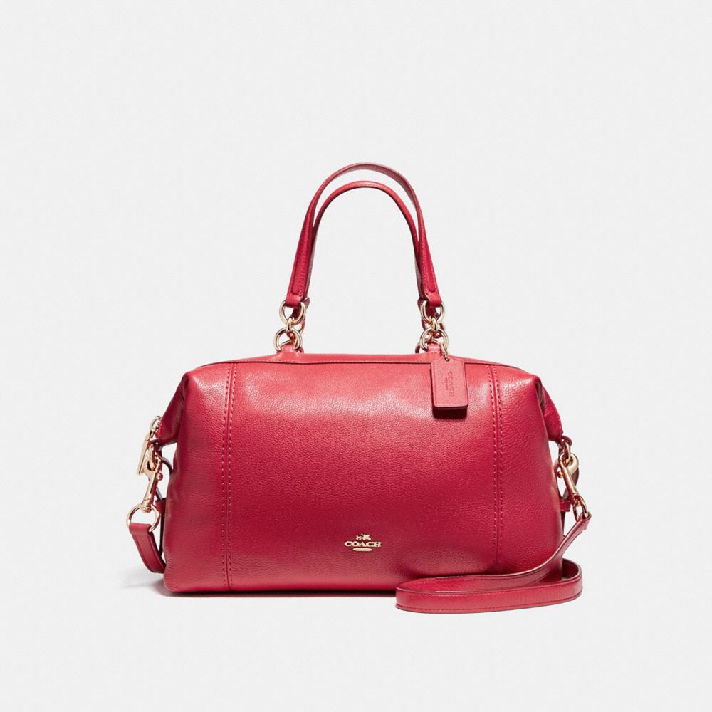 COACH F59325 Lenox Satchel In Pebble Leather LIGHT GOLD/TRUE RED