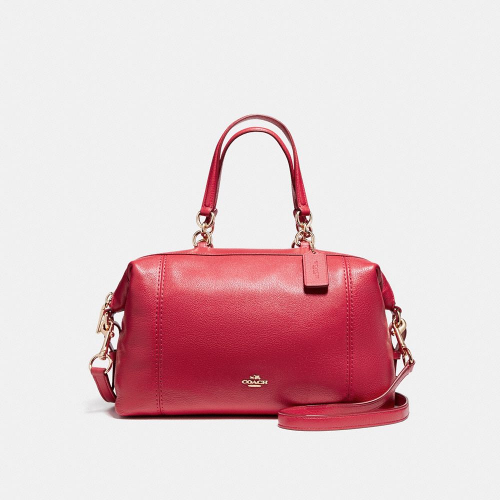 COACH f59325 LENOX SATCHEL IN PEBBLE LEATHER LIGHT GOLD/TRUE RED