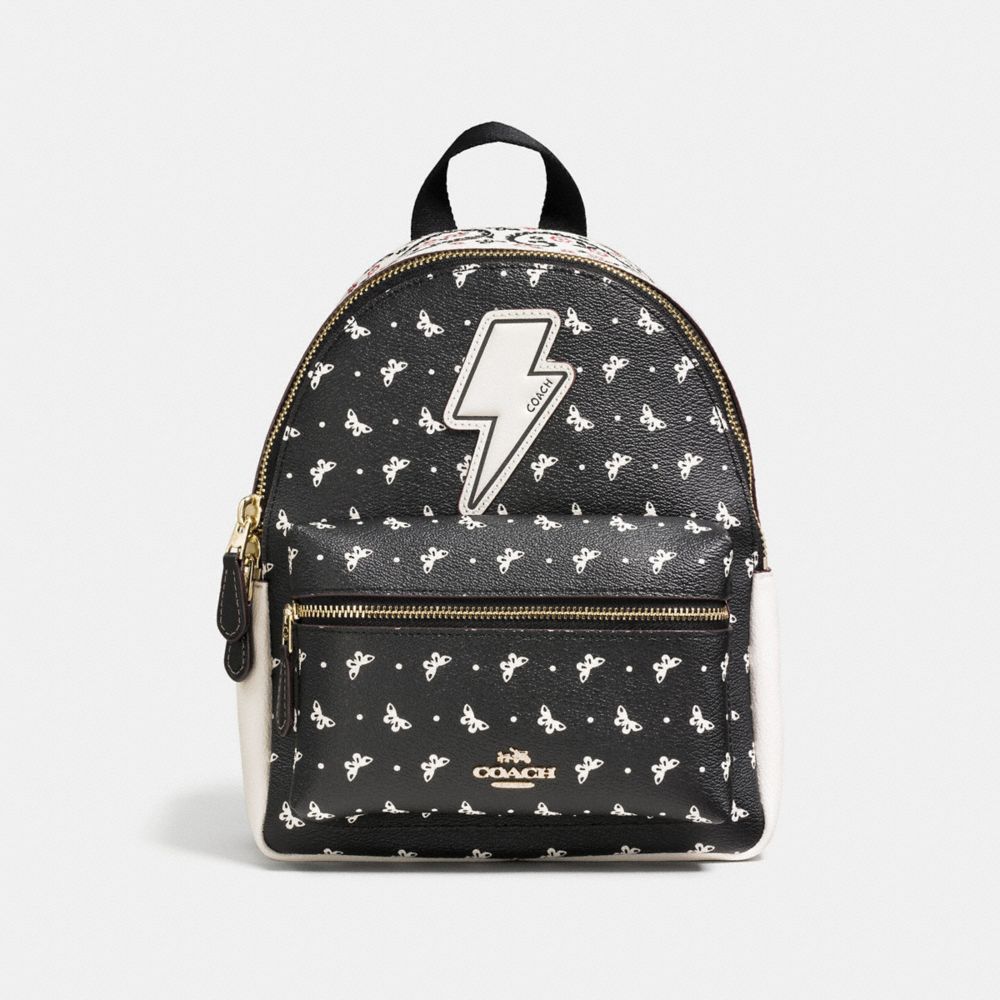 MINI CHARLIE BACKPACK IN BUTTERFLY BANDANA PRINT COATED CANVAS - IMITATION GOLD/CHALK/BRIGHT PINK - COACH F59330