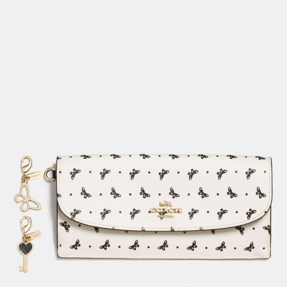 COACH F59334 Boxed Soft Wallet In Butterfly Dot Print Coated Canvas IMITATION GOLD/CHALK/BLACK