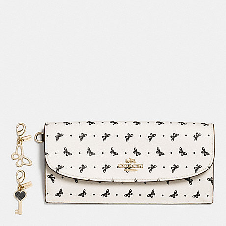 COACH BOXED SOFT WALLET IN BUTTERFLY DOT PRINT COATED CANVAS - IMITATION GOLD/CHALK/BLACK - f59334