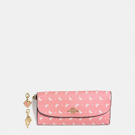 COACH BOXED SOFT WALLET IN BUTTERFLY DOT PRINT COATED CANVAS - IMITATION GOLD/BLUSH CHALK - f59334