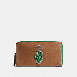 COACH F59338 Cactus Accordion Zip Wallet In Pebble Leather With Two Tone Zipper SILVER/MULTICOLOR