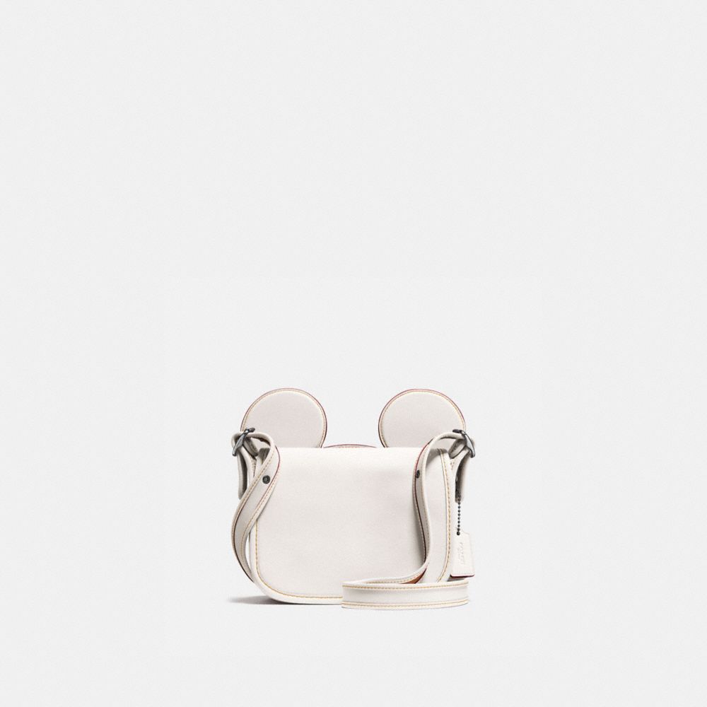 COACH F59369 - PATRICIA SADDLE IN GLOVE CALF LEATHER WITH MICKEY EARS BLACK ANTIQUE NICKEL/CHALK