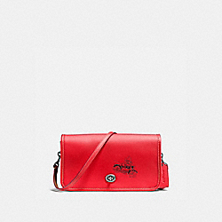COACH F59374 Penny Crossbody In Glove Calf Leather With Mickey BLACK ANTIQUE NICKEL/BRIGHT RED