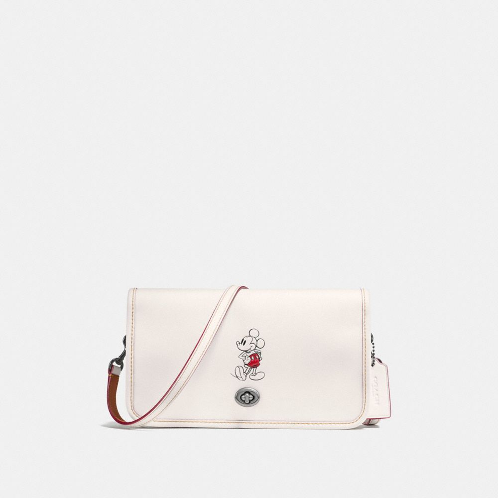 COACH PENNY CROSSBODY IN GLOVE CALF LEATHER WITH MICKEY - BLACK ANTIQUE NICKEL/CHALK - F59374