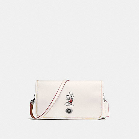 COACH PENNY CROSSBODY IN GLOVE CALF LEATHER WITH MICKEY - BLACK ANTIQUE NICKEL/CHALK - f59374