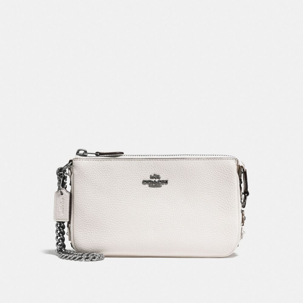 COACH f59381 NOLITA WRISTLET 19 WITH TEA ROSE DETAIL CHALK/DARK GUNMETAL