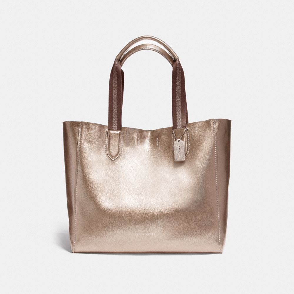 LARGE DERBY TOTE - f59388 - LIGHT GOLD/PLATINUM