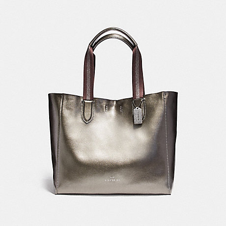 COACH LARGE DERBY TOTE IN METALLIC PEBBLE LEATHER - ANTIQUE NICKEL/GUNMETAL - f59388