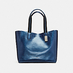 LARGE DERBY TOTE IN METALLIC PEBBLE LEATHER - COACH f59388 - BLACK ANTIQUE NICKEL/METALLIC NAVY