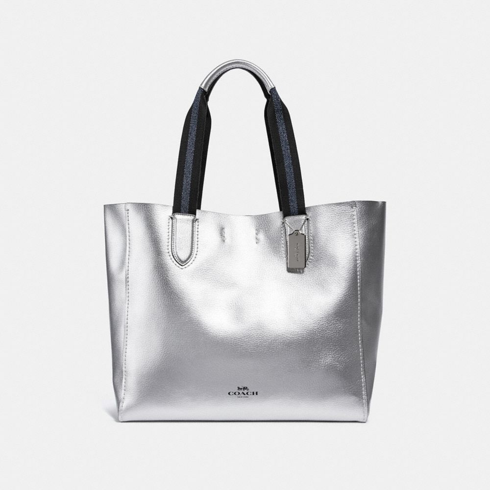 COACH f59388 LARGE DERBY TOTE METALLIC SILVER/SILVER