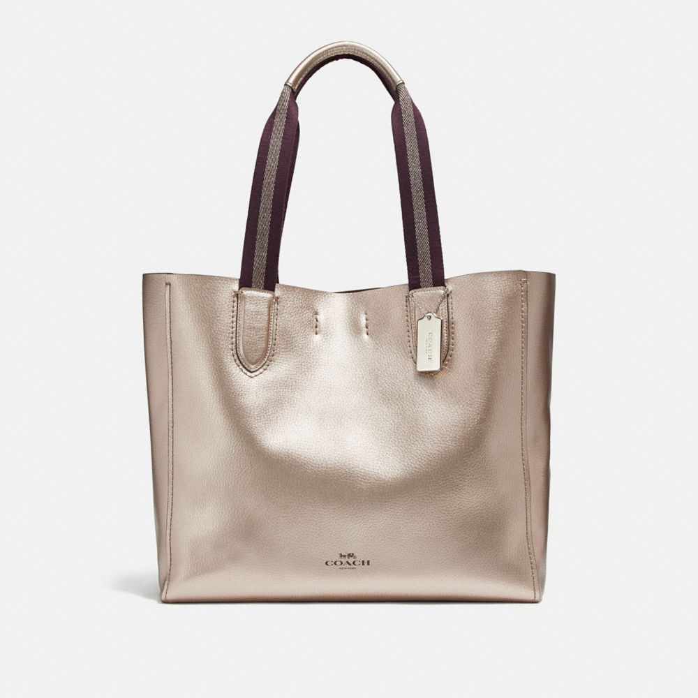 COACH LARGE DERBY TOTE - PLATINUM/SILVER - F59388