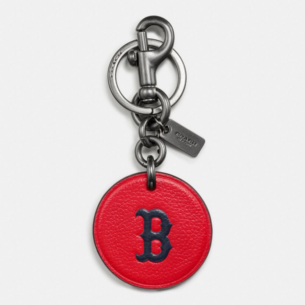 COACH F59409 Mlb Key Fob In Leather BOS RED SOX