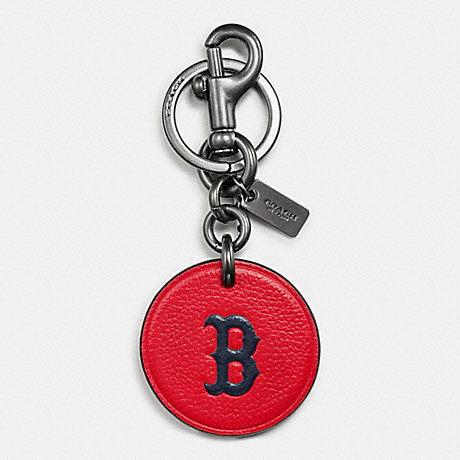 COACH f59409 MLB KEY FOB IN LEATHER BOS RED SOX