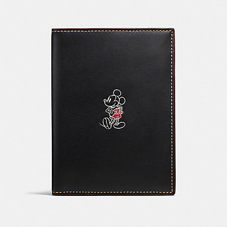 COACH F59411 PASSPORT CASE IN GLOVE CALF LEATHER WITH MICKEY BLACK