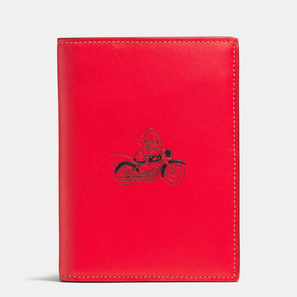 PASSPORT CASE IN GLOVE CALF LEATHER WITH MICKEY - RED - COACH F59411