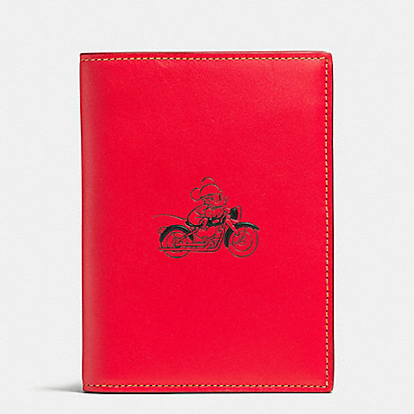 COACH PASSPORT CASE IN GLOVE CALF LEATHER WITH MICKEY - RED - f59411
