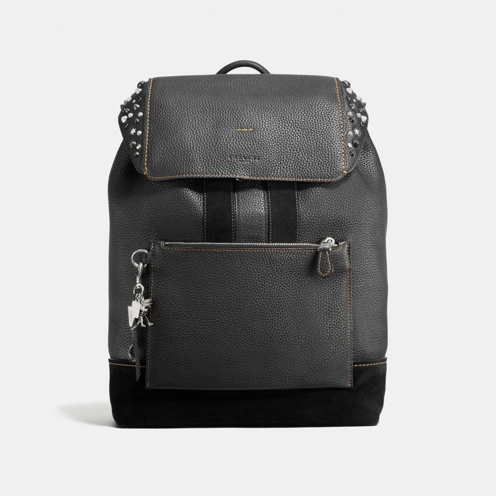 COACH MANHATTAN BACKPACK WITH STUDS - BLACK/DARK NICKEL - F59416