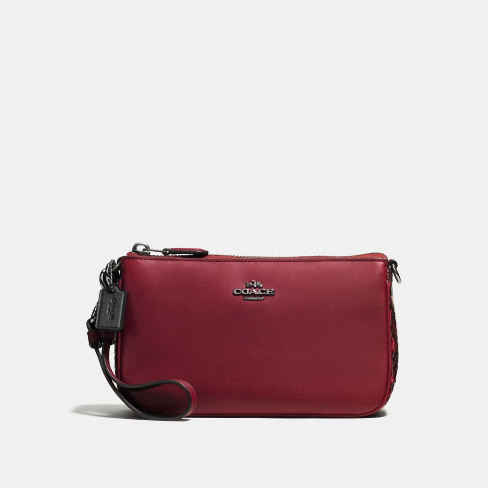 NOLITA WRISTLET 19 WITH SNAKESKIN DETAIL - CHERRY/DARK GUNMETAL - COACH F59432