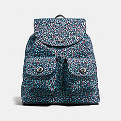 BACKPACK IN RANCH FLORAL PRINT NYLON - COACH f59434 - BLACK ANTIQUE NICKEL/MIST