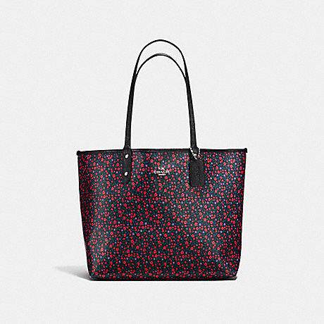 COACH REVERSIBLE CITY TOTE IN RANCH FLORAL PRINT COATED CANVAS - SILVER/BRIGHT RED - f59441