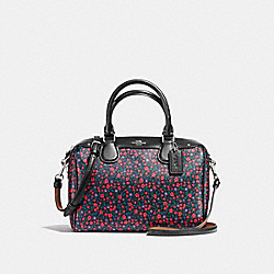 COACH MINI BENNETT SATCHEL IN RANCH FLORAL PRINT COATED CANVAS - SILVER/BRIGHT RED - F59445