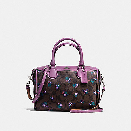COACH MINI BENNETT SATCHEL IN SIGNATURE C RANCH FLORAL PRINT COATED CANVAS - SILVER/BROWN MULTI - f59461