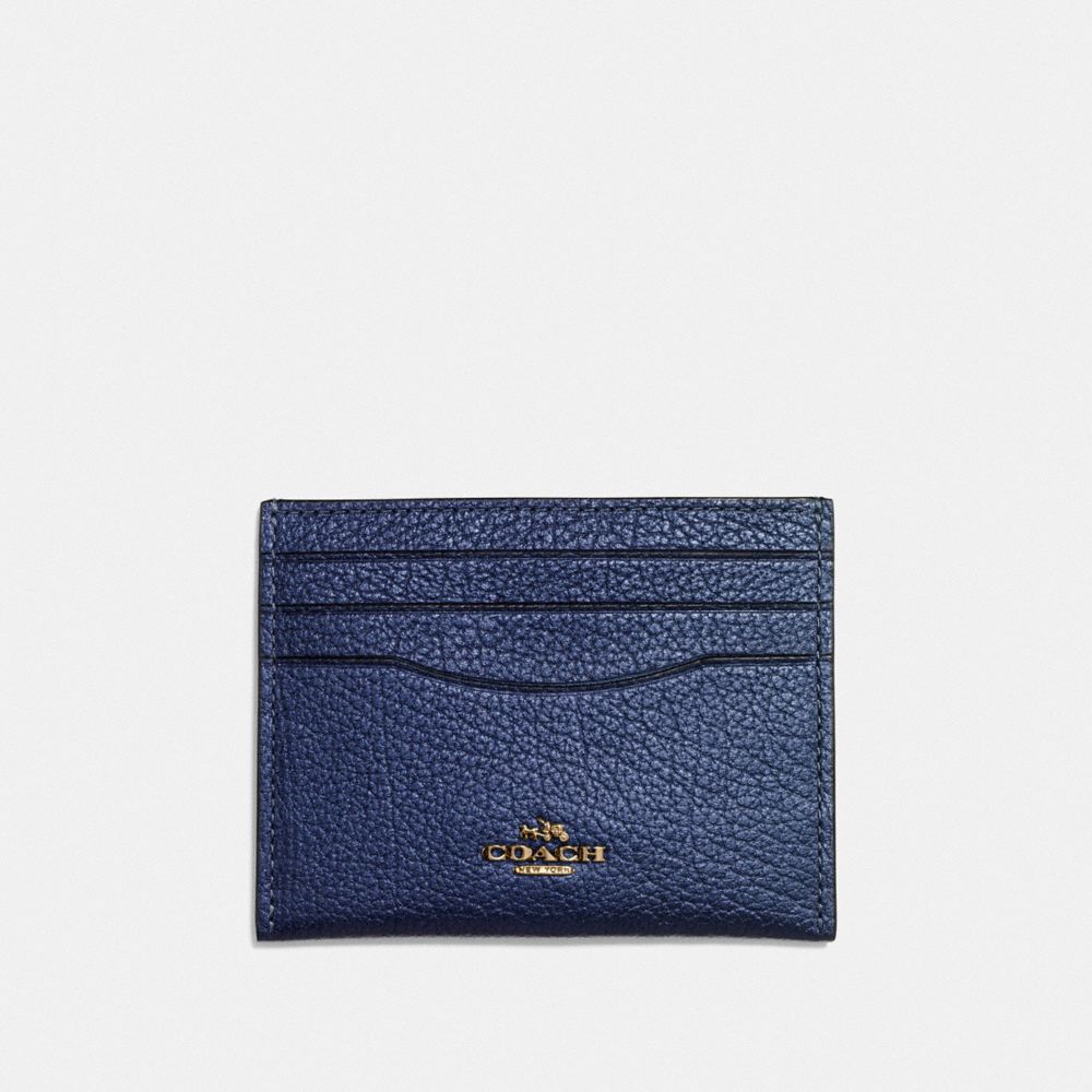 COACH CARD CASE - METALLIC BLUE/GOLD - F59462