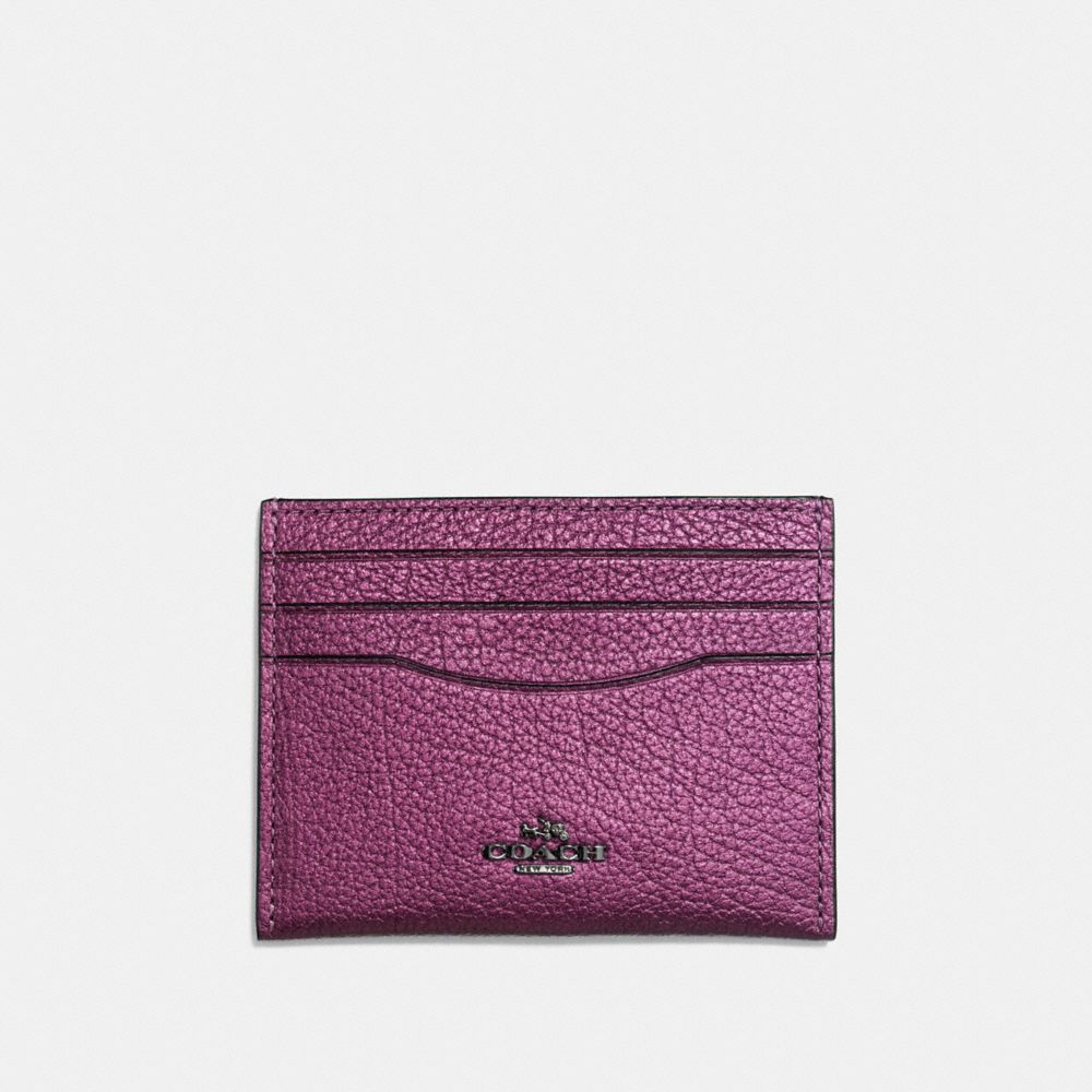 COACH F59462 Card Case MATTE BLACK/METALLIC MAUVE