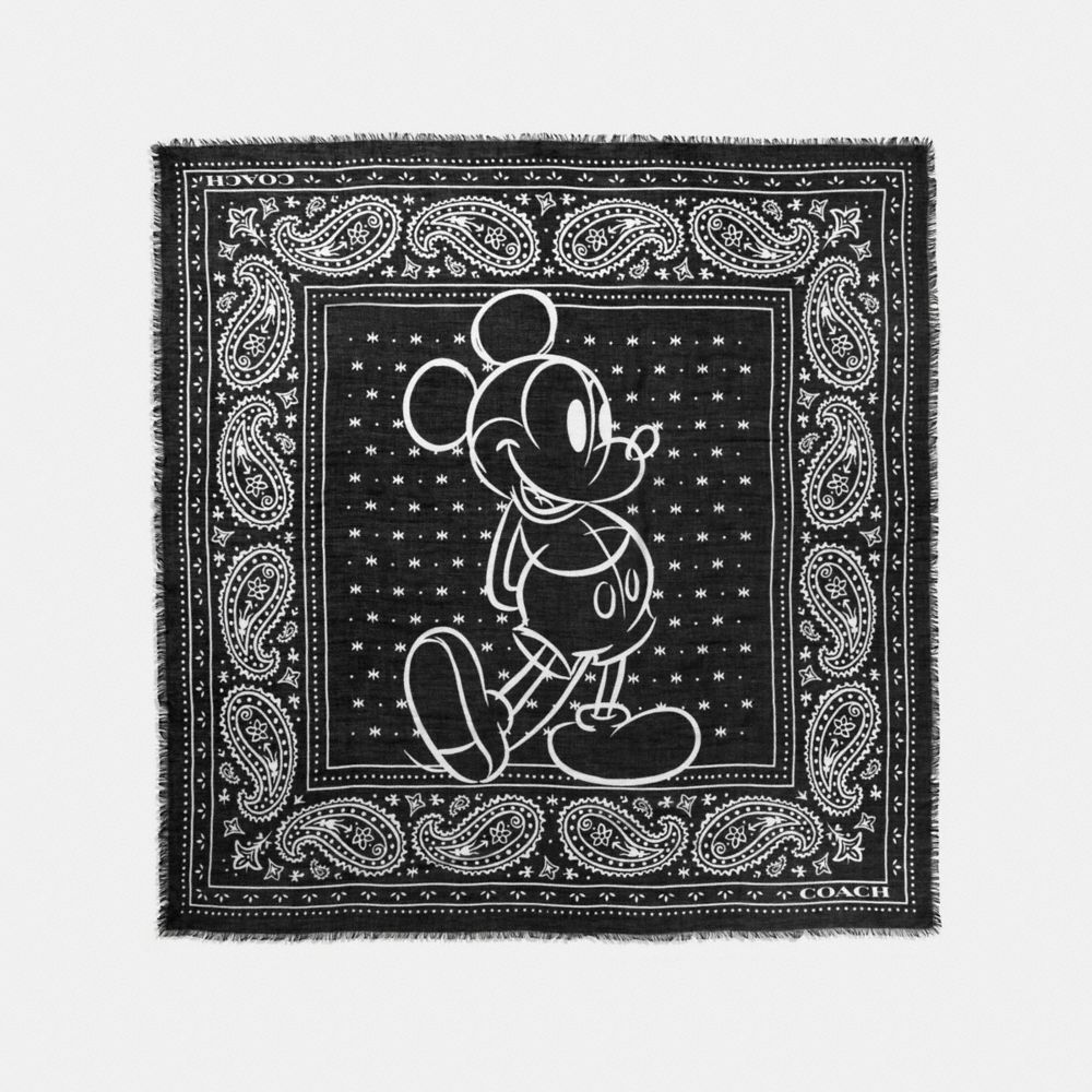 MICKEY PRAIRIE BANDANA OVERSIZED SQUARE SCARF - BLACK - COACH F59464