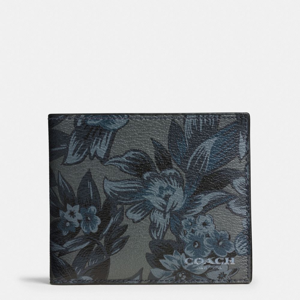 COACH f59469 3-IN-1 WALLET IN FLORAL HAWAIIAN PRINT COATED CANVAS BLUE HAWAIIAN FLORAL