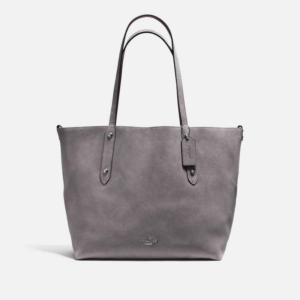 COACH REVERSIBLE LARGE MARKET TOTE - Heather Grey/Oxblood/DARK GUNMETAL - F59503