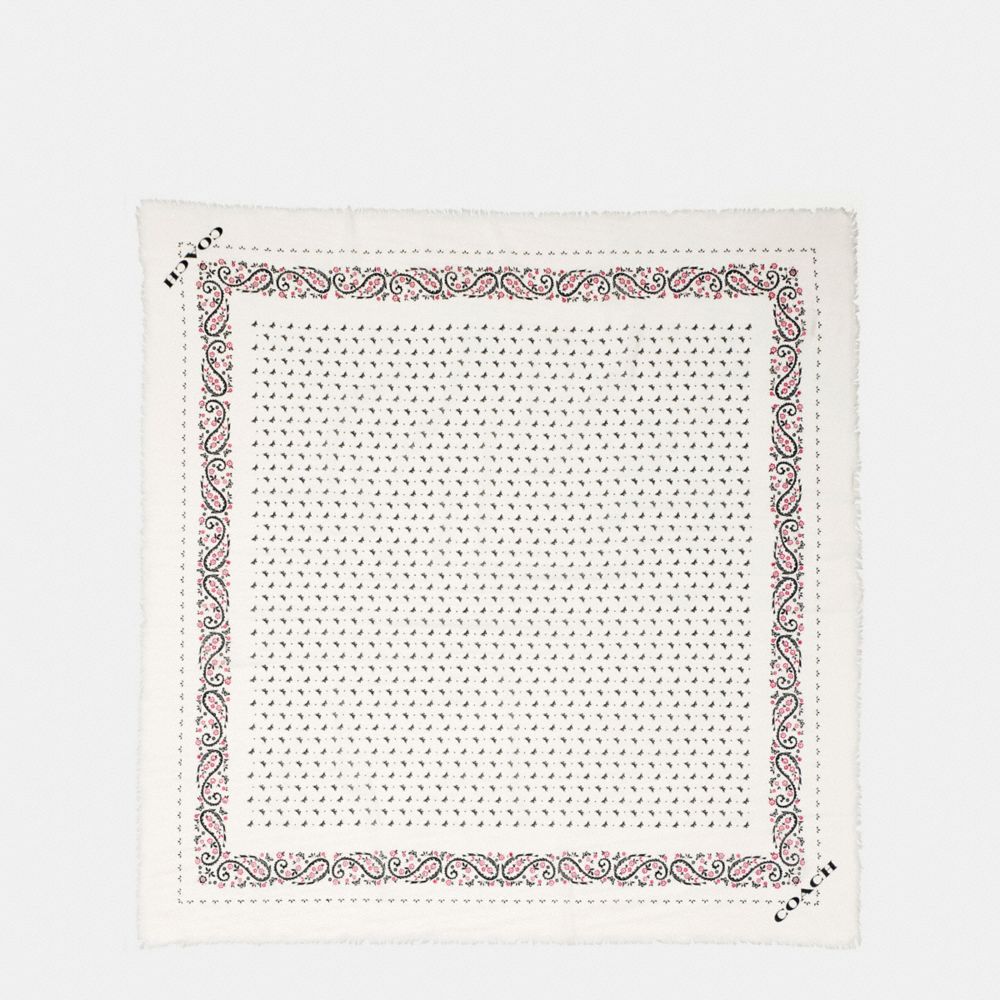 COACH F59506 Butterfly Bandana Oversized Square Scarf CHALK