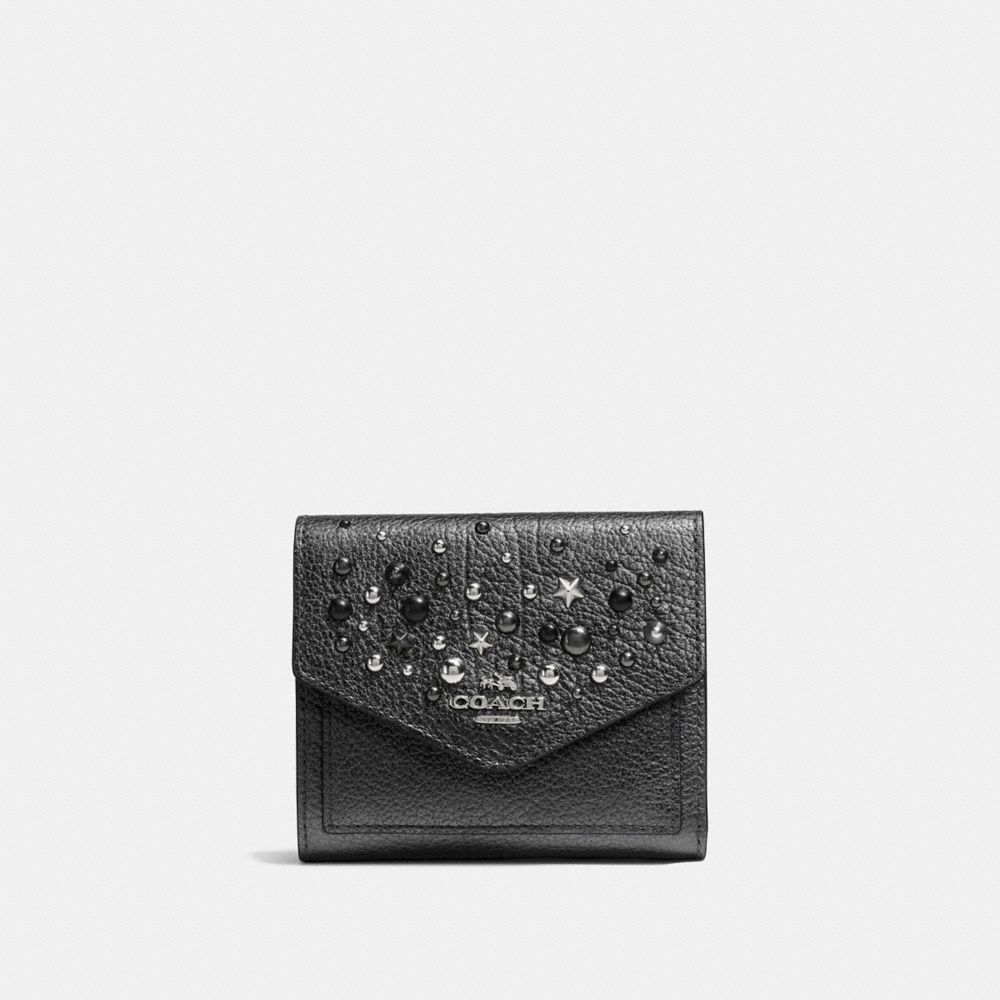 SMALL WALLET WITH STAR RIVETS - SILVER/METALLIC GRAPHITE - COACH F59510