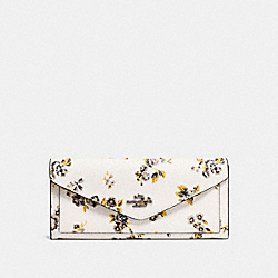 SOFT WALLET WITH FLORAL BUNDLE PRINT - COACH f59512 - PRAIRIE PRINT CHALK/DARK GUNMETAL