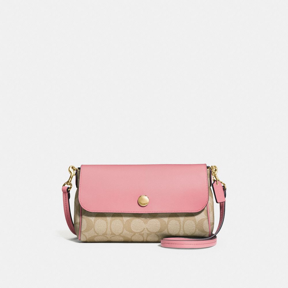 COACH F59534 REVERSIBLE CROSSBODY IN SIGNATURE CANVAS LIGHT-KHAKI/PEONY/LIGHT-GOLD