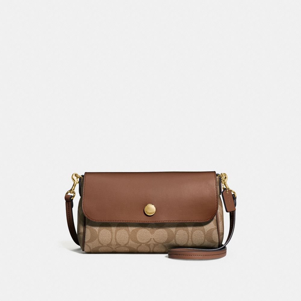 REVERSIBLE CROSSBODY IN SIGNATURE CANVAS - KHAKI/SADDLE 2/LIGHT GOLD - COACH F59534