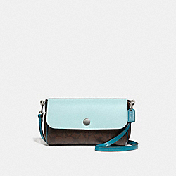 REVERSIBLE CROSSBODY IN SIGNATURE COATED CANVAS - COACH f59534 - SILVER/BROWN