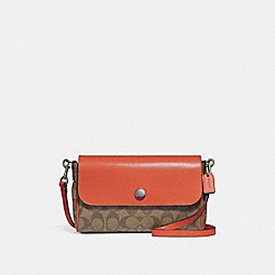 REVERSIBLE CROSSBODY - COACH f59534 - KHAKI/ORANGE RED/SILVER